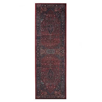 Superior Floral Pattern Bordered Washable Indoor Rug
