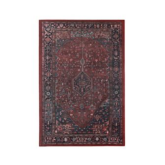 Superior Floral Pattern Bordered Washable Indoor Rug