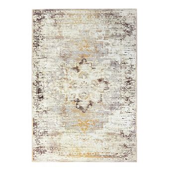 Superior Rustic Distressed Geometric Washable Indoor Rug