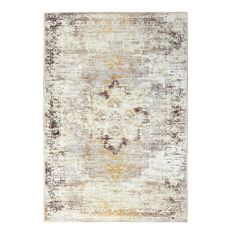 Superior Dove Rustic Washable Indoor Area Rug  5  x 7   Cream
