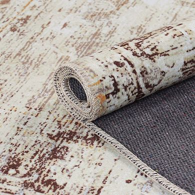 Superior Rustic Distressed Geometric Washable Indoor Rug