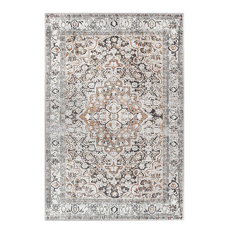 Superior Geometric Floral Medallion Indoor Area Rug, Yellow, 7.5X9.5 Ft