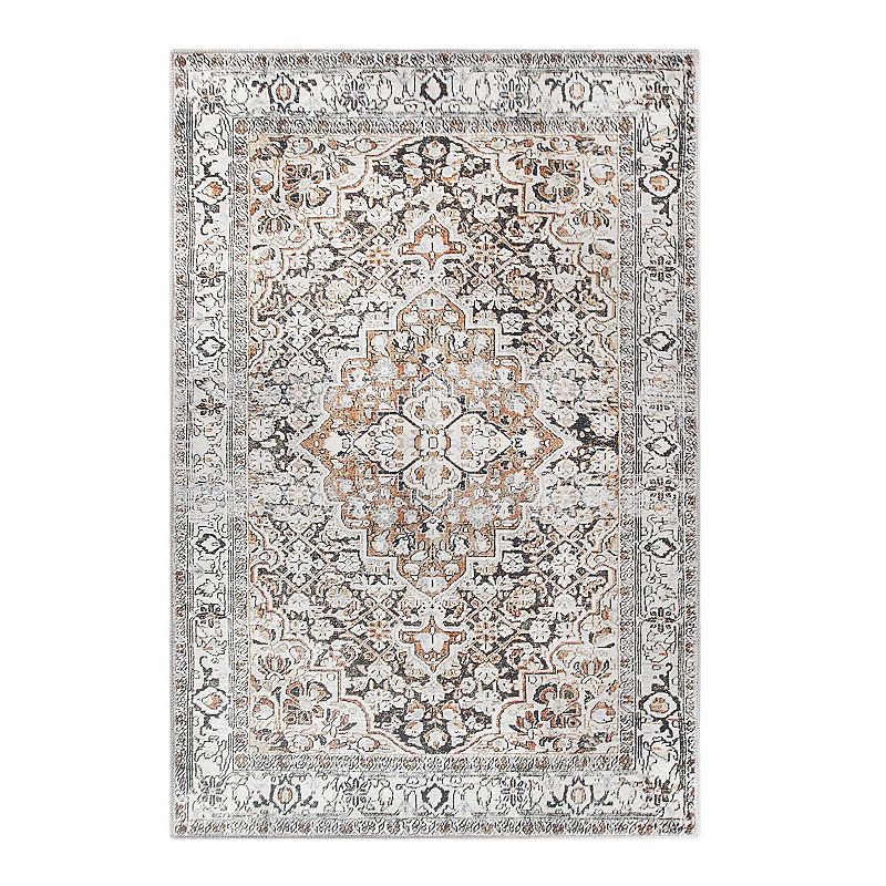 Superior Geometric Floral Medallion Indoor Area Rug, Yellow, 7.5X9.5 Ft