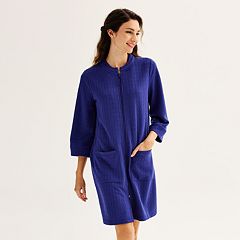 Cheibear Women's Zip Front Hooded House Dress Nightshirt Housecoat