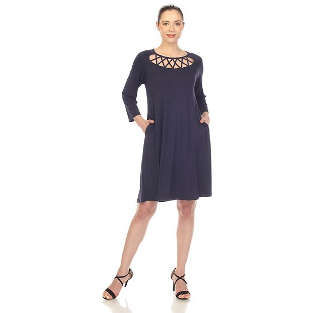 Women s White Mark Crisscross Neck Swing Dress