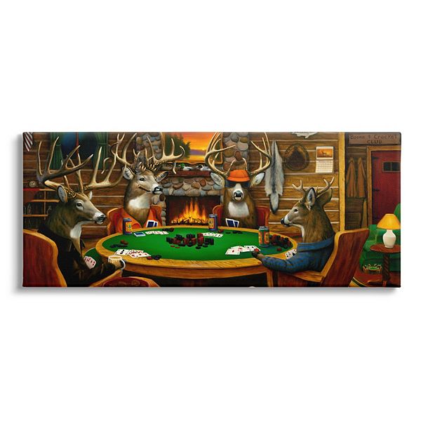 Stupell Home Decor Deer Playing Poker Table Cabin Canvas