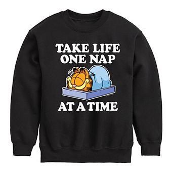 Boys 8-20 Garfield Take Life One Nap Fleece Graphic Pullover