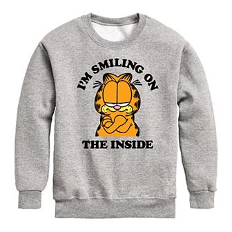 Boys 8-20 Garfield Smiling On Inside Fleece Graphic Pullover