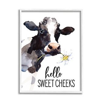 Stupell Home Decor Hello Sweet Cheeks Country Cow Framed Art