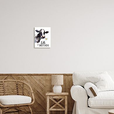 Stupell Home Decor Hello Sweet Cheeks Cow Plaque Wall Art