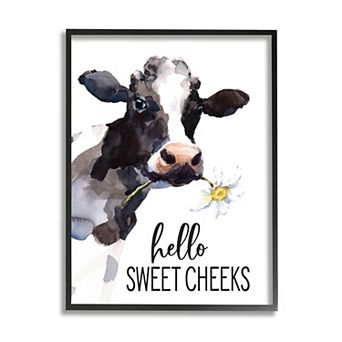 Stupell Home Decor Hello Sweet Cheeks Country Cow Wall Art
