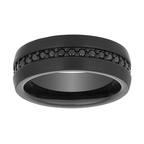 Lovemark 8 mm Tungsten Black Sapphire Wedding Band