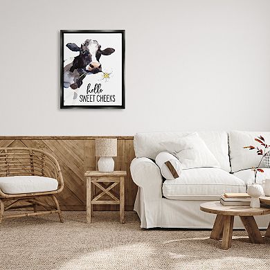 Stupell Home Decor Hello Sweet Cheeks Cow Floating Wall Art