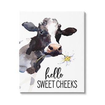 Stupell Home Decor Hello Sweet Cheeks Country Cow Canvas Wall Art