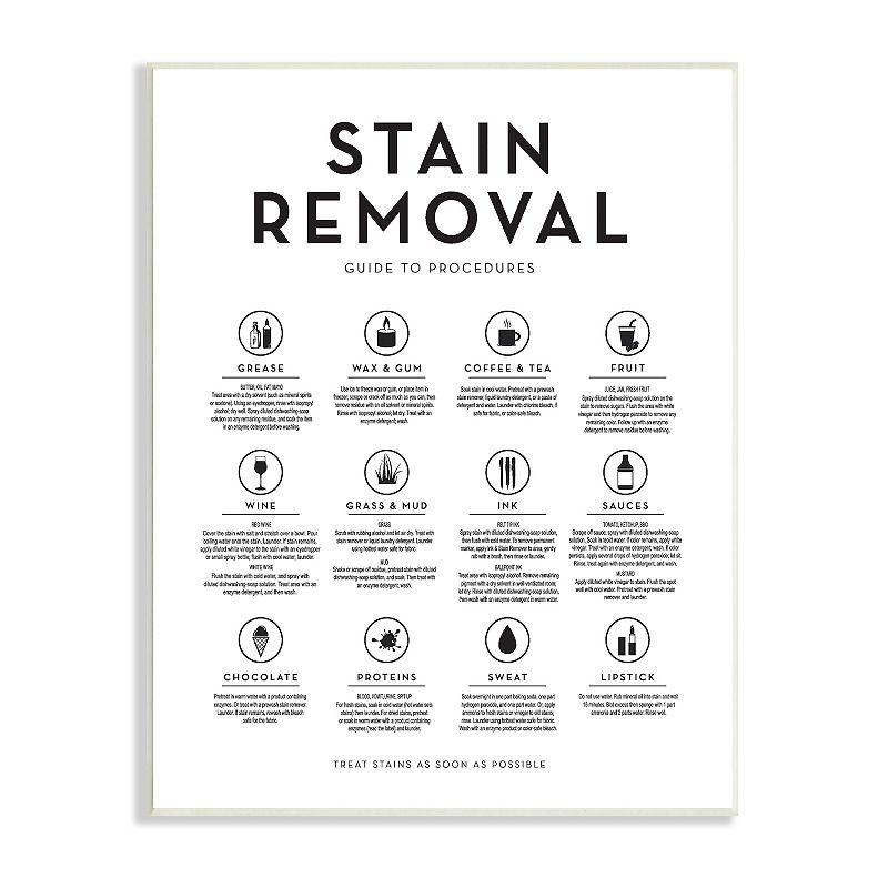UPC 196216934632 product image for Stupell Home Decor Laundry Stain Removal Guide Wall Art Plaque, White | upcitemdb.com