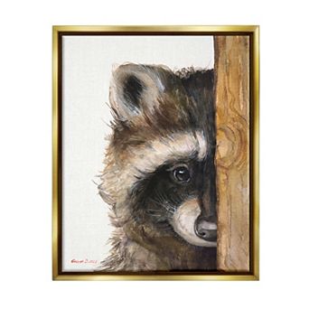 Stupell Home Decor Raccoon Detailed Fur Floating Frame Wall Art