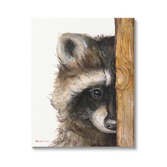 Stupell Home Decor Raccoon Detailed Fur Illustration Canvas Wall Art
