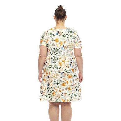 Plus Size White Mark Floral Tiered Dress