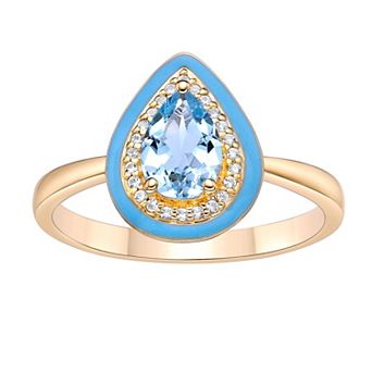 Gemminded 18k Gold Over Silver Blue Topaz & Lab-Created White Sapphire Ring