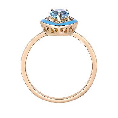 Gemminded 18k Gold Over Silver Blue Topaz & Lab-Created White Sapphire Ring