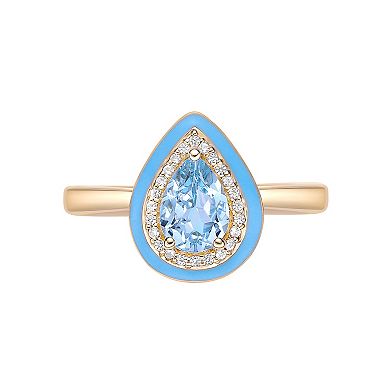 Gemminded 18k Gold Over Silver Blue Topaz & Lab-Created White Sapphire Ring