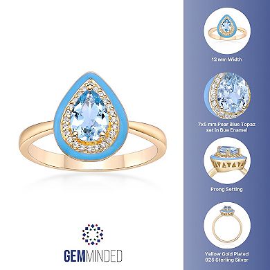 Gemminded 18k Gold Over Silver Blue Topaz & Lab-Created White Sapphire Ring