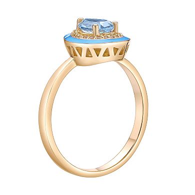 Gemminded 18k Gold Over Silver Blue Topaz & Lab-Created White Sapphire Ring