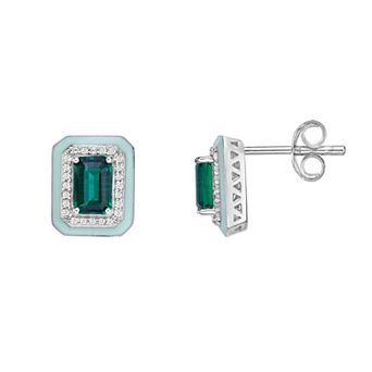 Gemminded Lab-Created Emerald and Lab-Created White Sapphire Earrings