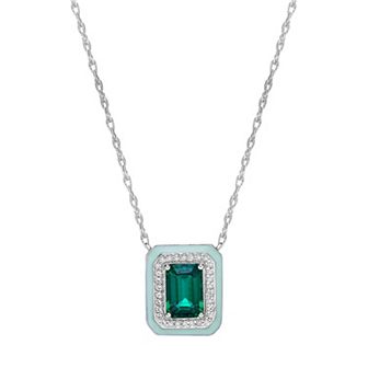 Gemminded Lab-Created Emerald & Lab-Created White Sapphire Pendant Necklace