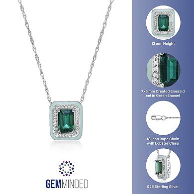 Gemminded Lab-Created Emerald & Lab-Created White Sapphire Pendant Necklace