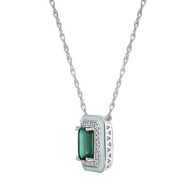 Gemminded Lab-Created Emerald & Lab-Created White Sapphire Pendant Necklace