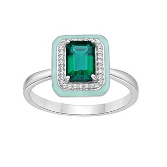 Gemminded Lab-Created Emerald & Lab-Created White Sapphire Ring