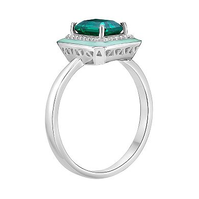 Gemminded Lab-Created Emerald & Lab-Created White Sapphire Ring
