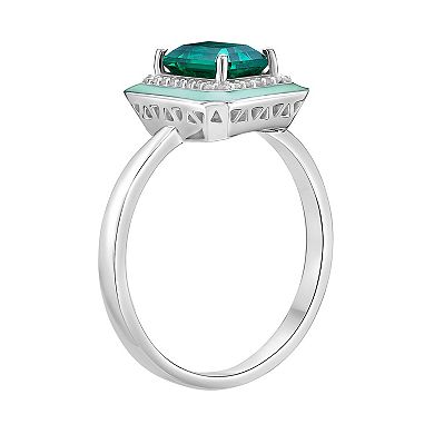 Gemminded Lab-Created Emerald & Lab-Created White Sapphire Ring