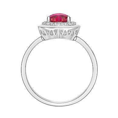 Gemminded Sterling Silver Lab-Created Ruby & Lab-Created White Sapphire Heart Ring 