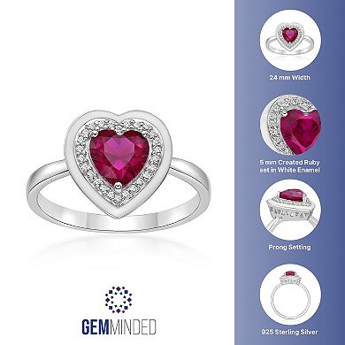 Gemminded Sterling Silver Lab-Created Ruby & Lab-Created White Sapphire Heart Ring