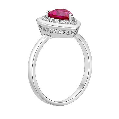 Gemminded Sterling Silver Lab-Created Ruby & Lab-Created White Sapphire Heart Ring