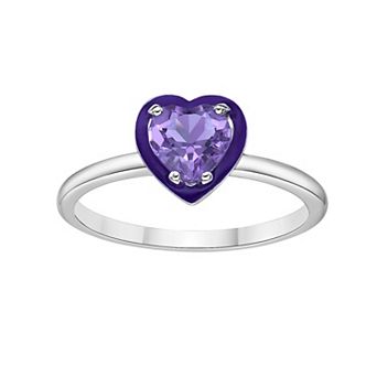 Gemminded Sterling Silver Amethyst Heart Ring