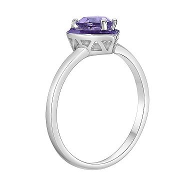 Gemminded Sterling Silver Amethyst Heart Ring