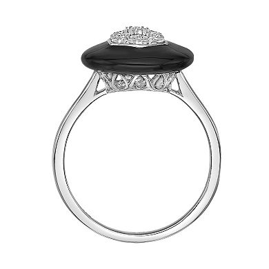 Gemminded Sterling Silver 1/10 Carat T.W. Black Ceramic Diamond Ring