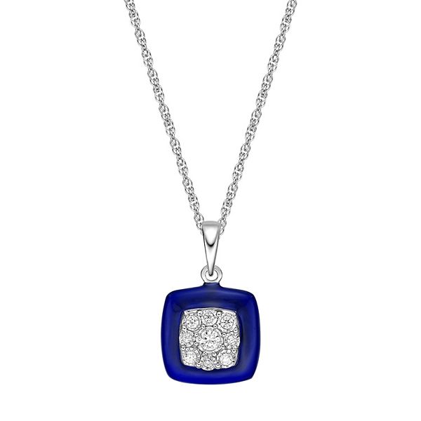 Blue Ceramic & Diamond Unlock Pendant Necklace main image 1