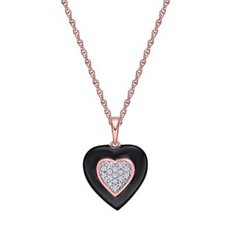 Gemminded 2 Micron 18k Rose Gold Plated Sterling Silver Diamond Accent Black Ceramic Pendant