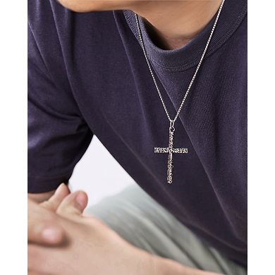Men's LYNX Antiqued Finish Stainless Steel Cross Pendant Necklace