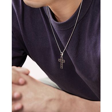 Men's LYNX Black Ion-Plated Stainless Steel Cross Pendant Necklace