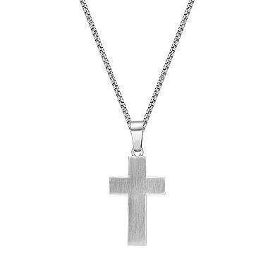 Men's LYNX Black Ion-Plated Stainless Steel Cross Pendant Necklace