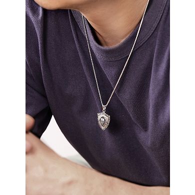 Men's LYNX Stainless Steel Picasso Jasper Lion's Head Pendant Necklace