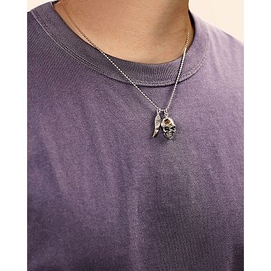 Men's LYNX Black ion-Plated Stainless Steel Skull & Wing Pendant Necklace