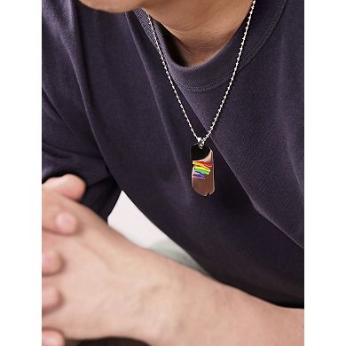 Men's LYNX Stainless Steel Abstract Rainbow Dog Tag Pendant Necklace