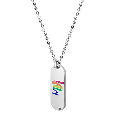 Men's LYNX Stainless Steel Abstract Rainbow Dog Tag Pendant Necklace