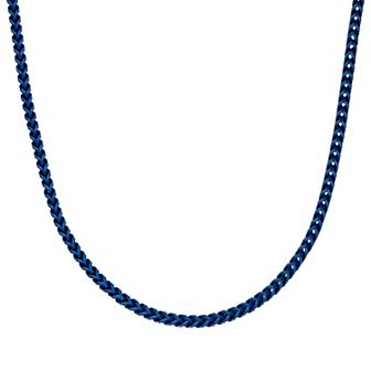 Men's LYNX Blue Acrylic-Coated Stainless Steel Franco Chain Necklace